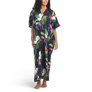 NATORI Navy Daido Windowpane Caftan